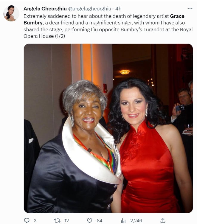 Muere cantante Grace Bumbry: "La ópera estará en deuda con ella"