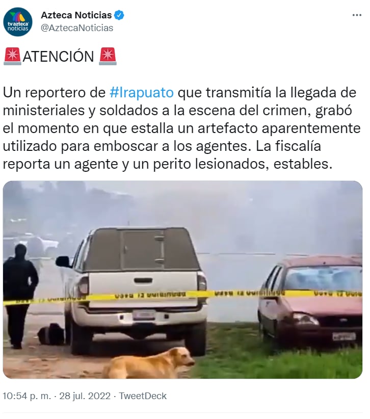 REPORTERO ES SORPRENDIDO POR EXPLOSIÓN