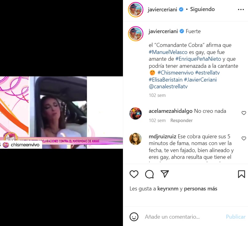 Did you send a threat to Manuel Velasco?
