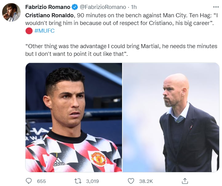 Cristiano Ronaldo suplente Manchester: ¿Por respeto a Cristiano?