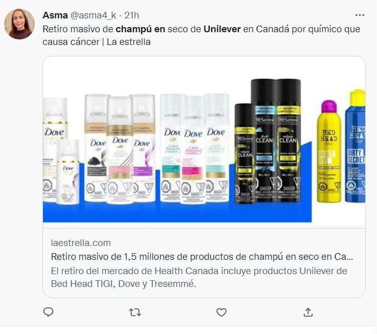 Recall Unilever shampoo seco: ¿Fue retirado por completo?