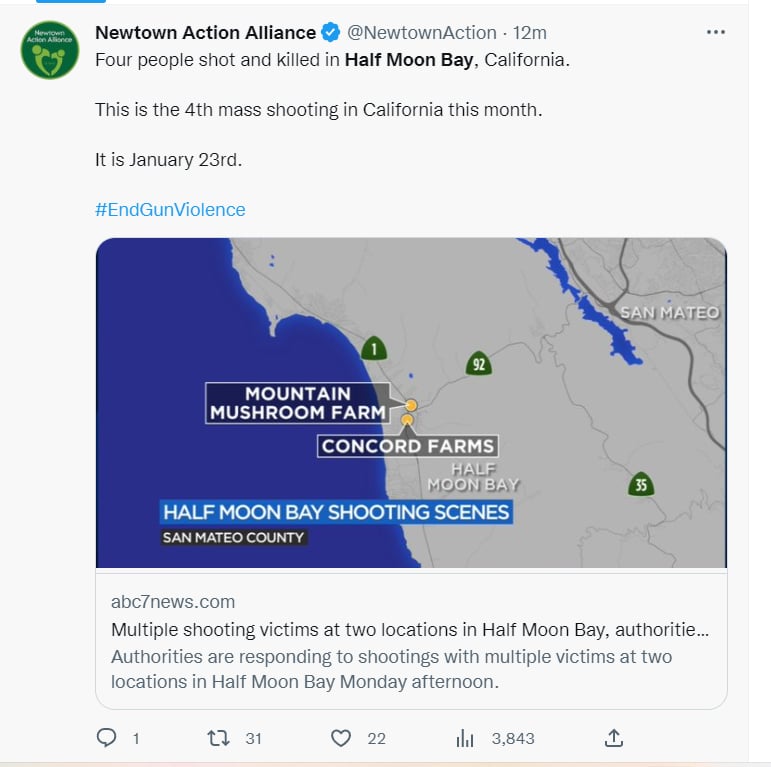 Tiroteo Half Moon Bay: ¿Lanzan advertencia?