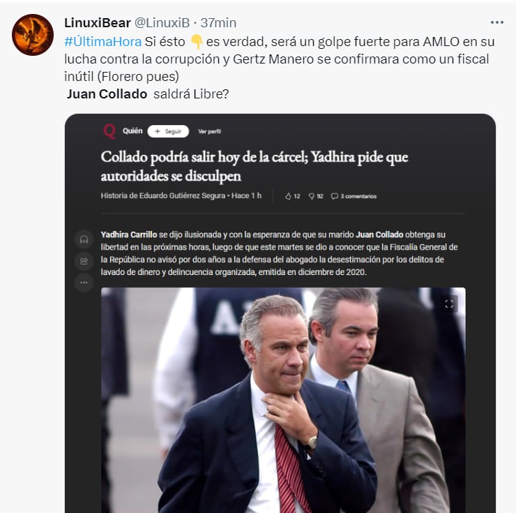 Liberan Juan Collado: "Deberían estarle pidiendo perdón"