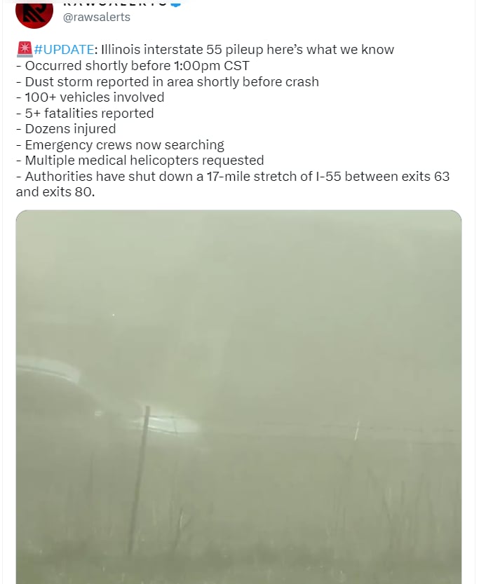 Tormenta arena accidente Illinois: ¿En llamas?