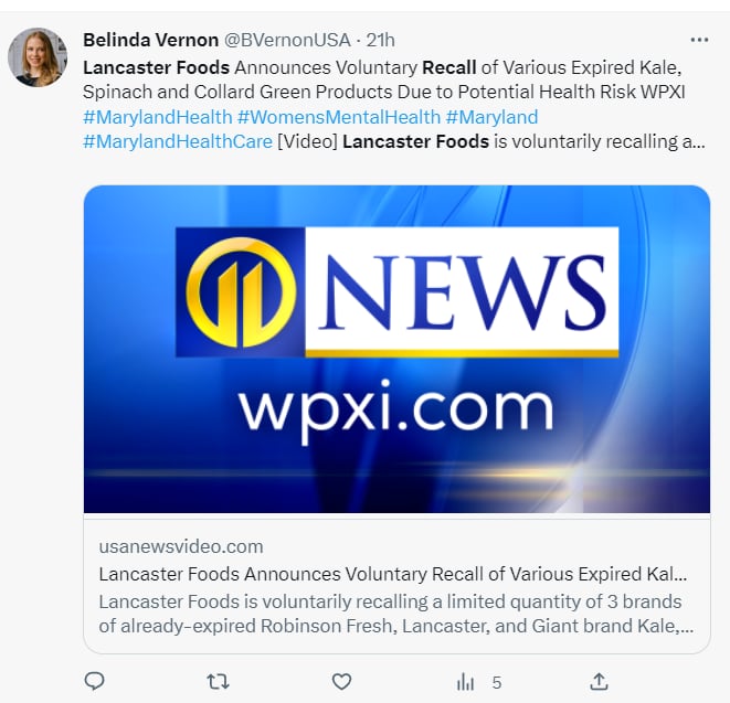 Recall verdura Lancaster Food: ¿Qué síntomas se pueden presentar?