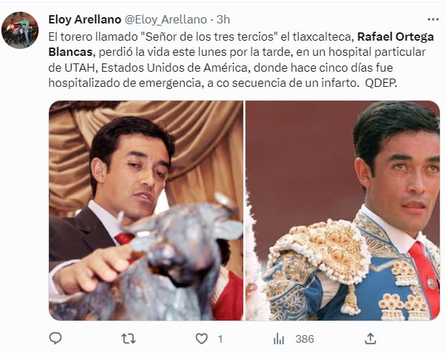 Muere torero Rafael Ortega: ¿Qué planea la familia?