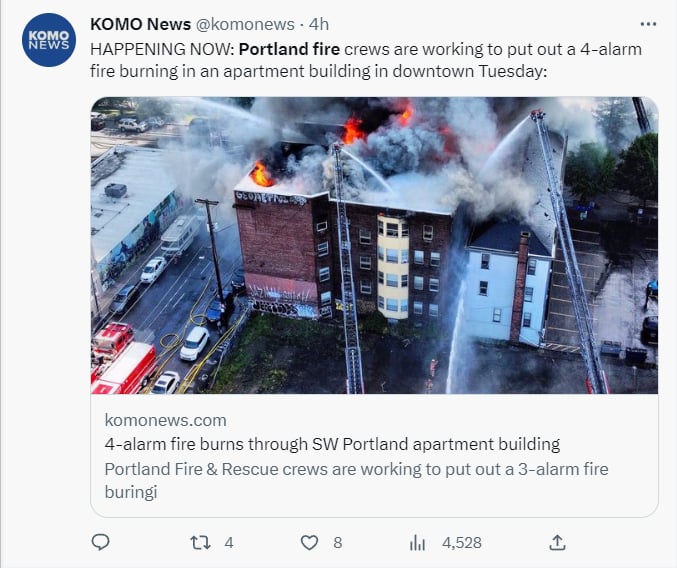 Reportan incendio masivo Portland: "Todos están a salvo"