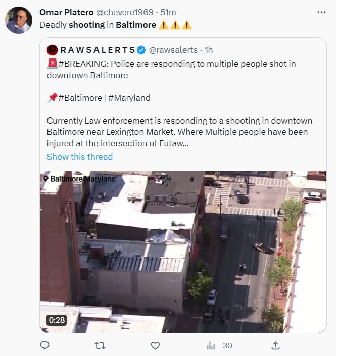 Tiroteo centro Baltimore: ¿Qué pidió la policía?