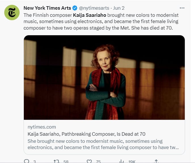 Muere compositora Kaija Saariaho: ¿Quién fue Saariaho?