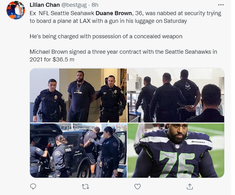 Arrestan Duane Brown aeropuerto: ¿Por qué cargos está siendo aprehendido?