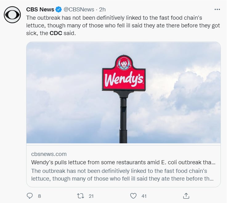 ¿Retiran producto de Wendy's?