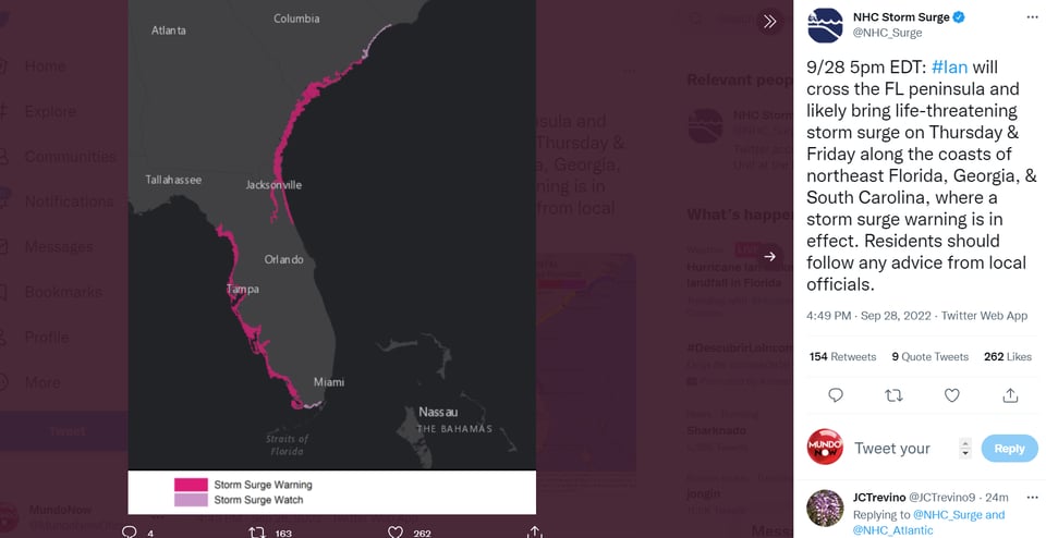 Huracán Ian Tampa: ¿Qué dicen el NHC?