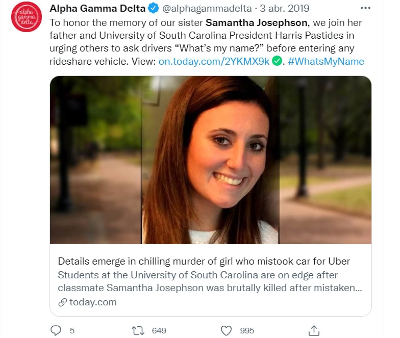 Samantha Josephson murdered Uber: The young woman was at a celebration