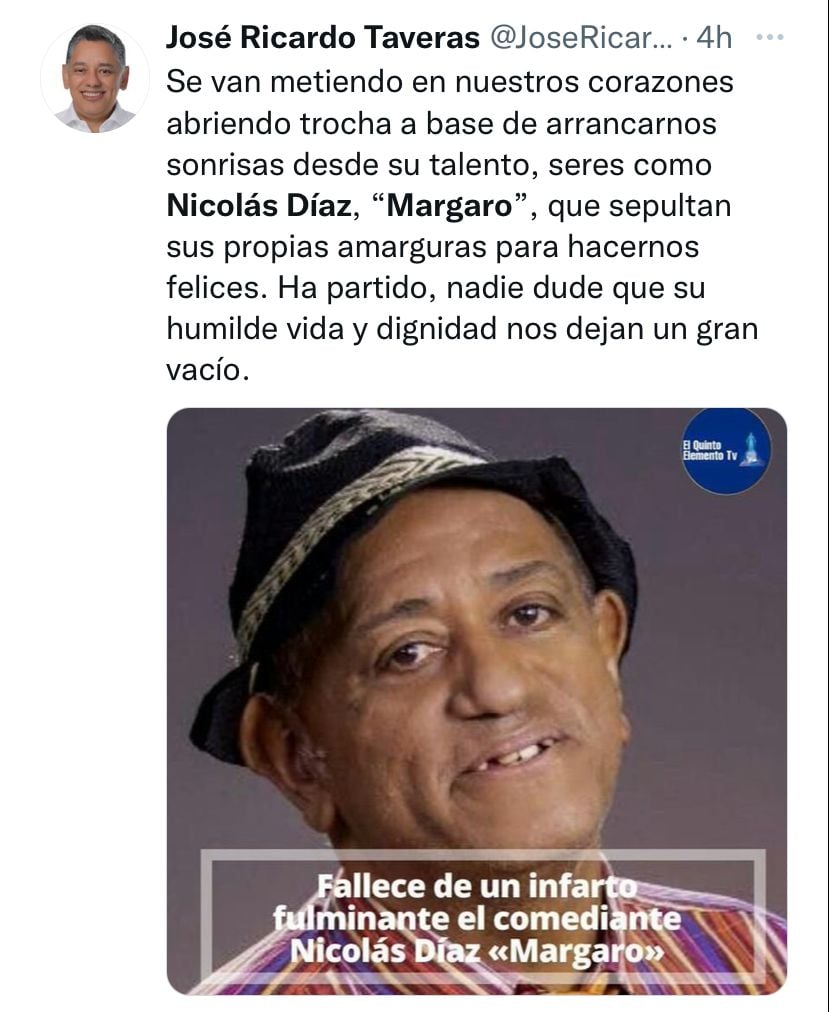 "Nadie dude que su humilde vida y dignidad nos dejan un gran vacío"