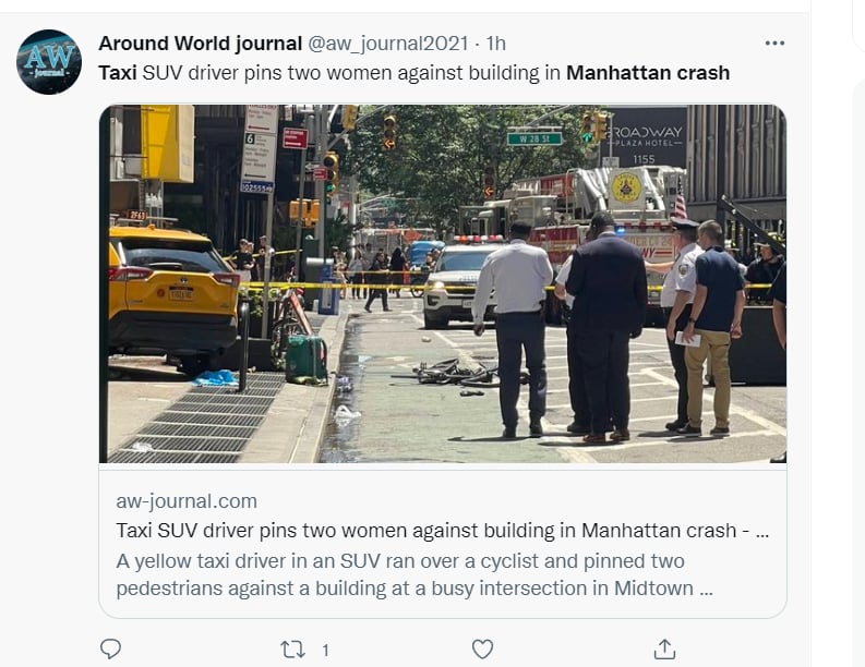 Taxi impacta edificio EEUU: ¿Qué pasó con el ciclista?