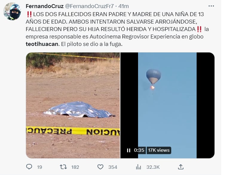 Desplome globo aerostático Teotihuacán: ¿Qué dijeron las autoridades?