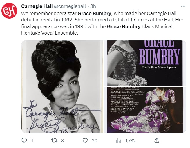Muere cantante Grace Bumbry: Una gran trayectoria