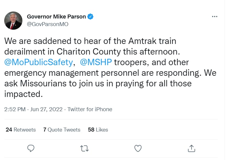 Missouri Train Crash: "Pray for those affected"