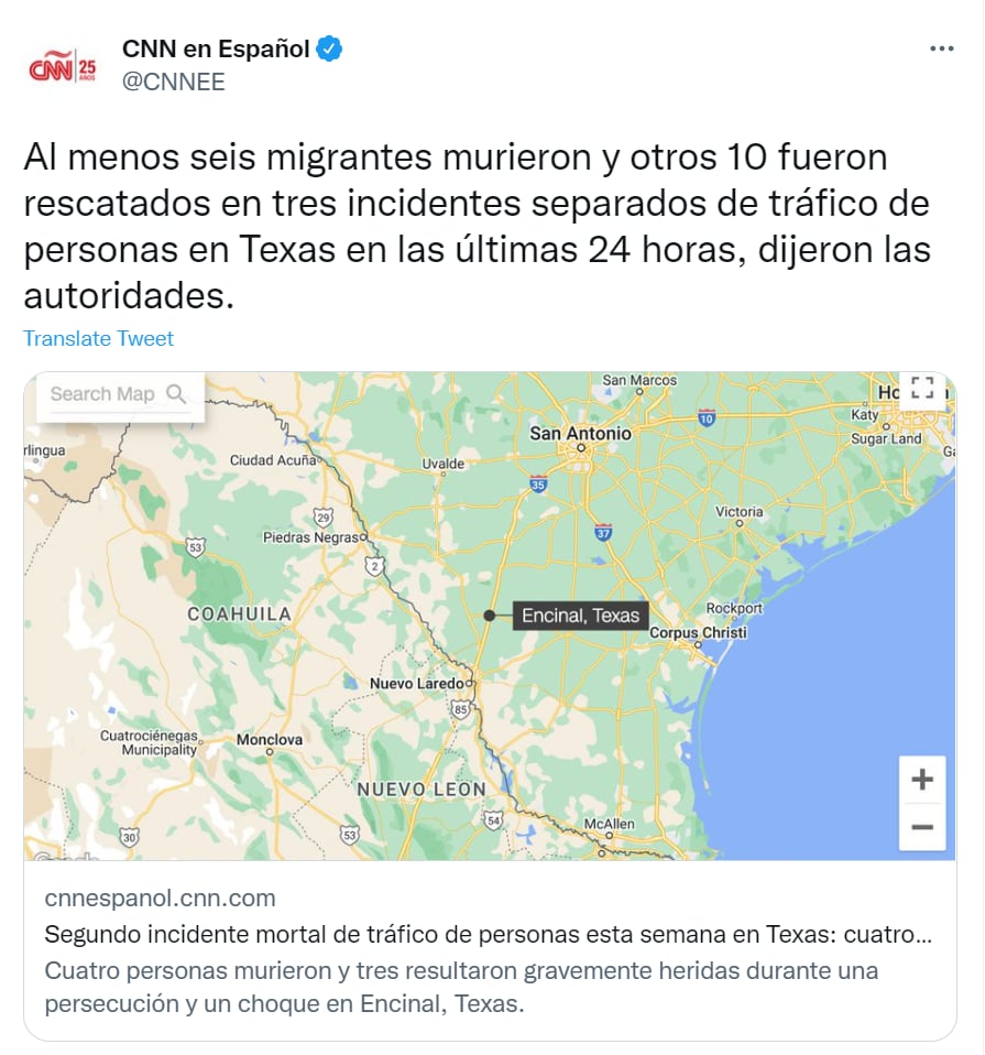 Accidente migrantes muertos Texas