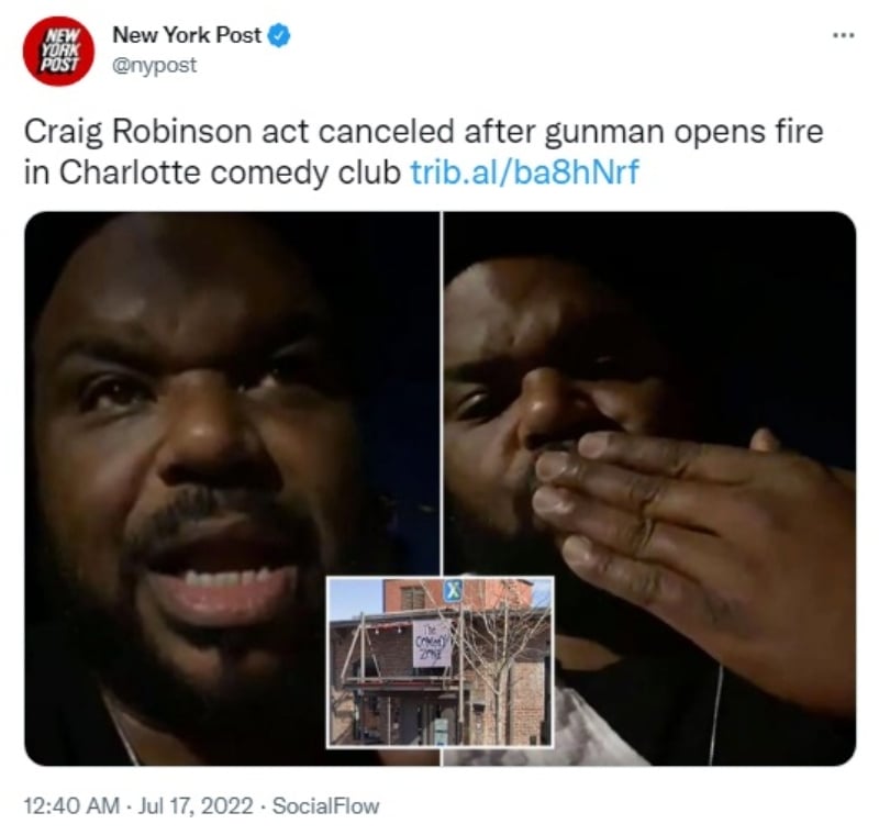 Craig Robinson tiroteo: Se encontraba en un club de comedia