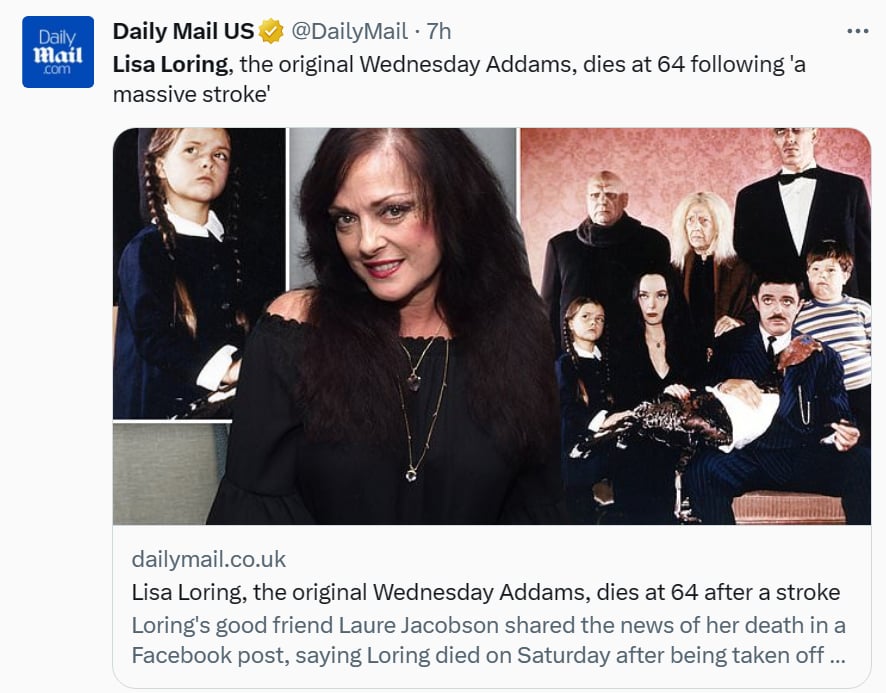 Muere Lisa Loring