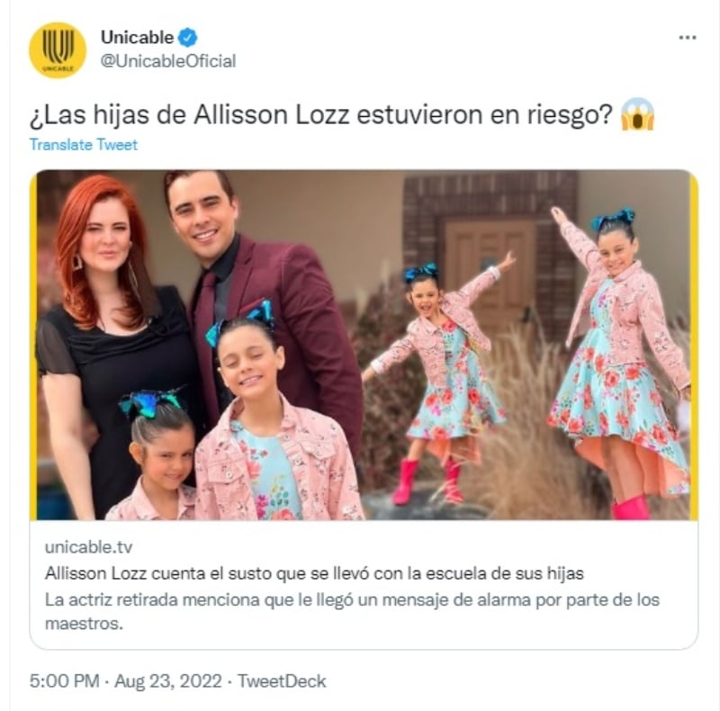 Allisson Lozz recibe alerta de tiroteo la escuela