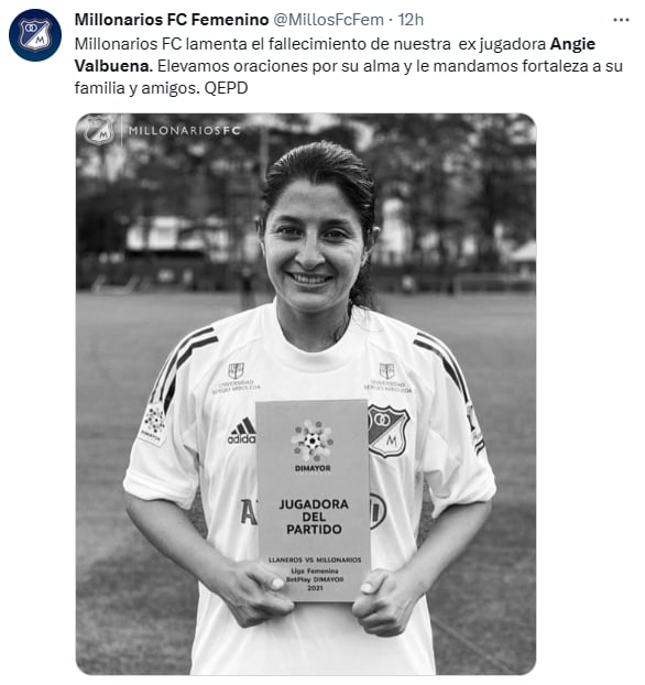 Muere futbolista Angie Valbuena