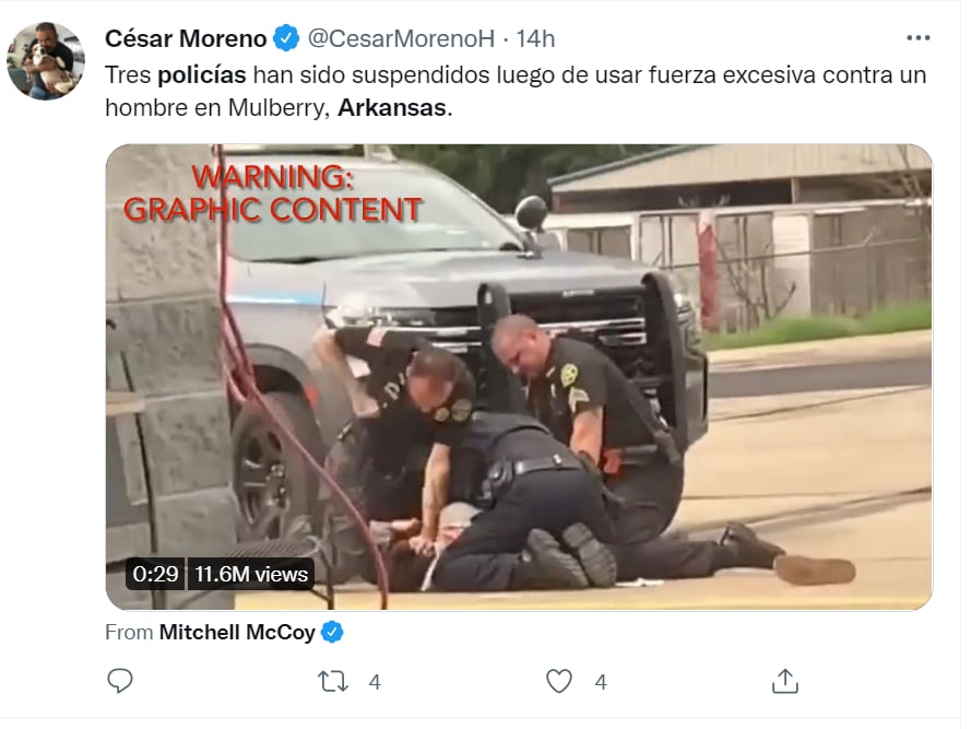 Policías Arkansas golpean hombre