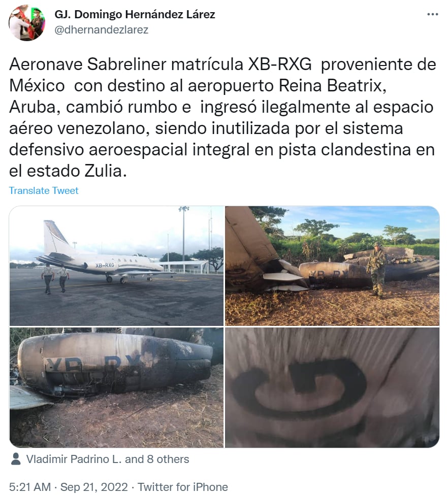 Venezuela derriba avioneta México
