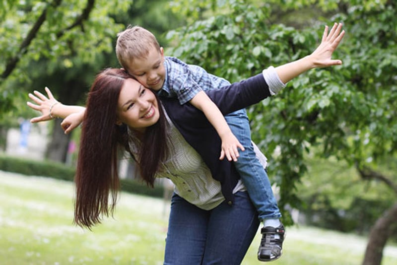 mother and child, outside, Active listening with kids