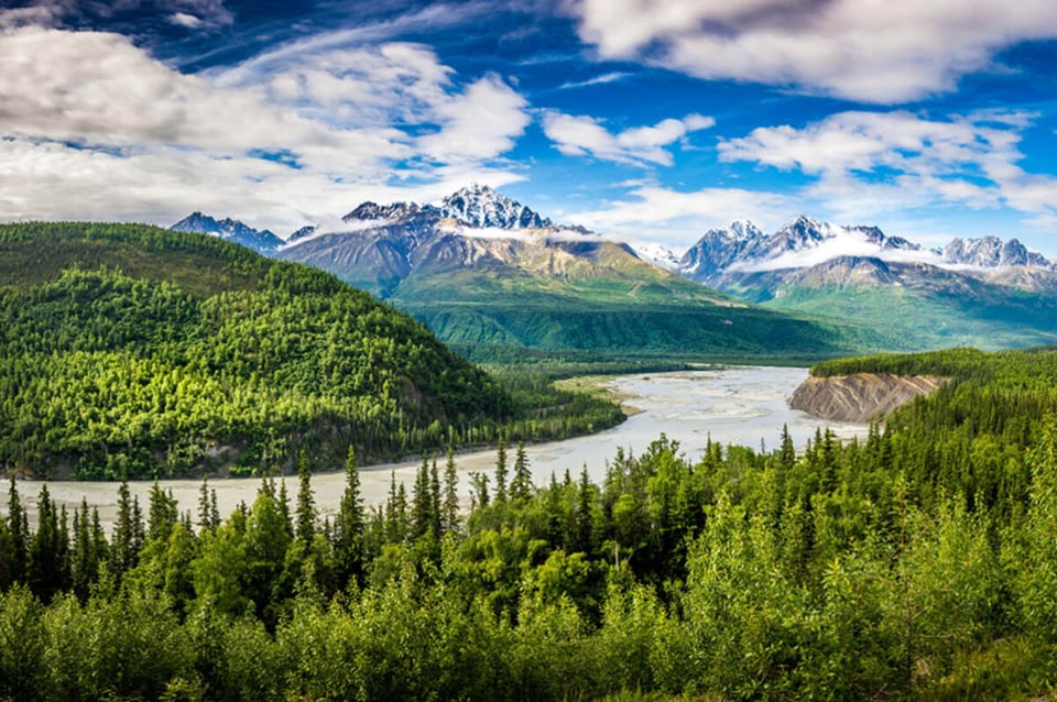 Alaska, viajes, río, paisaje, montañas