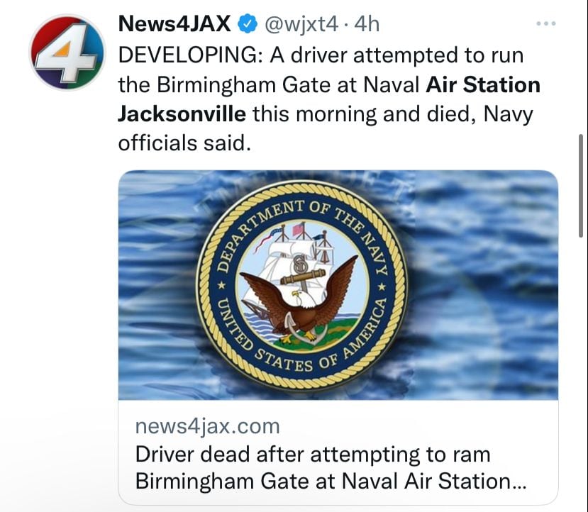 Atacante muere en Estación Aérea Naval de Jacksonville