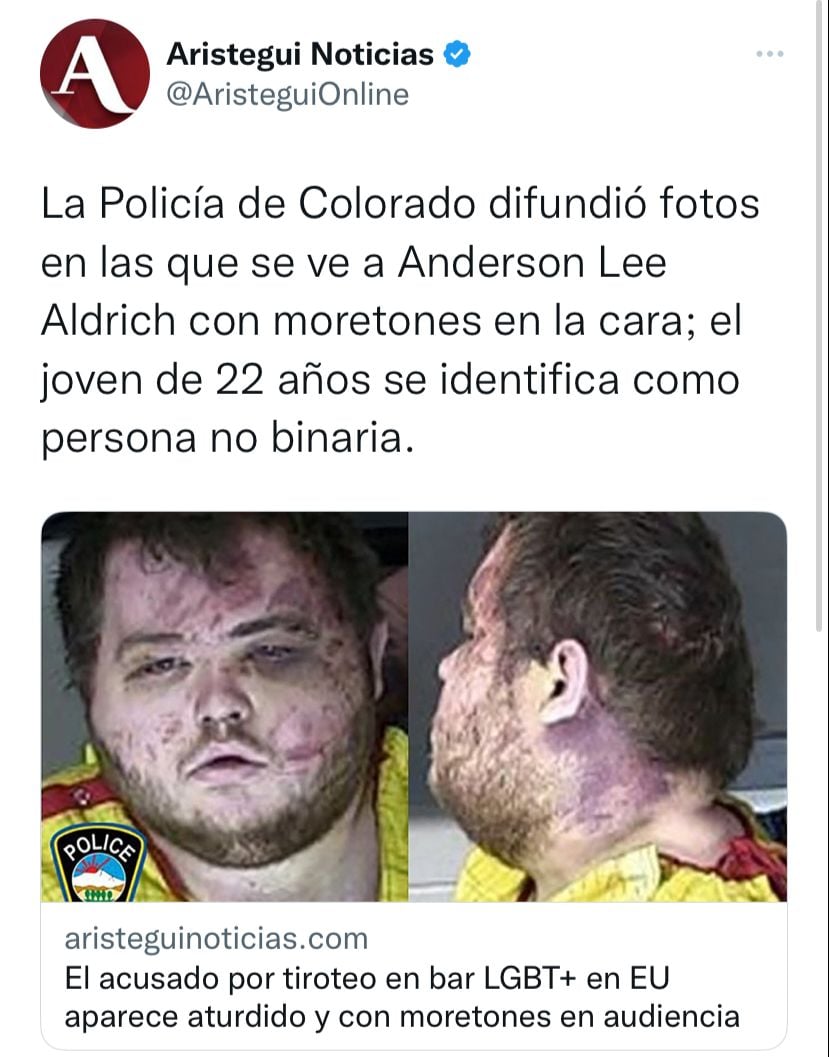 Muestran el mug shot de Anderson Lee Aldrich