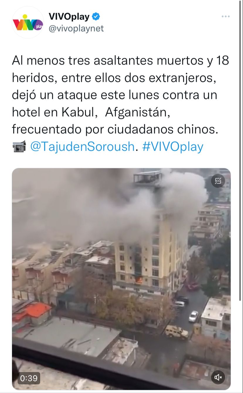Reportan múltiples heridos tras ataque en hotel de Kabul
