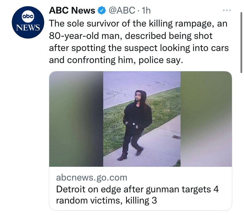 Tiroteos al azar en Detroit: muestran al pistolero