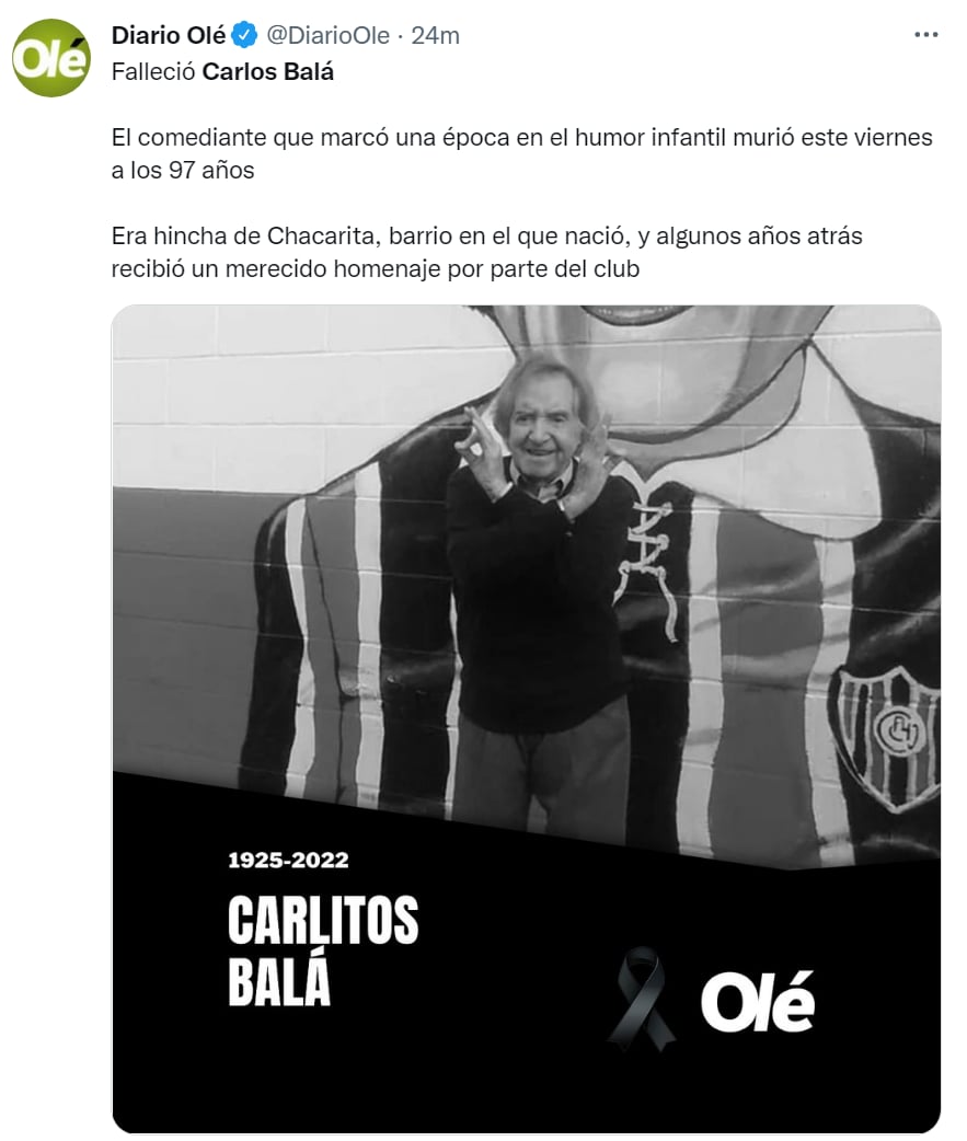 Muere actor Carlos Balá