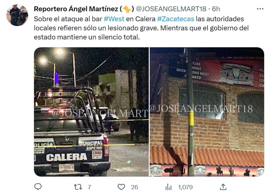 Ataque armado Calera Zacatecas