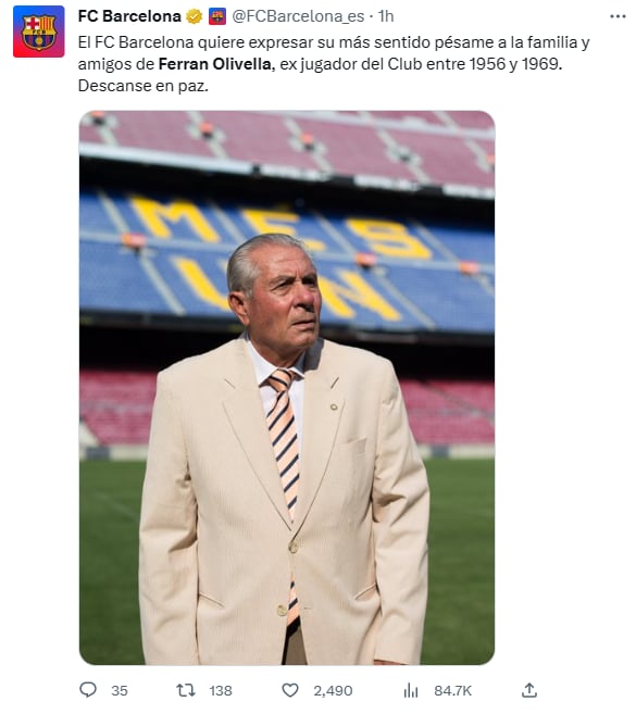 Muere futbolista Ferran Olivella