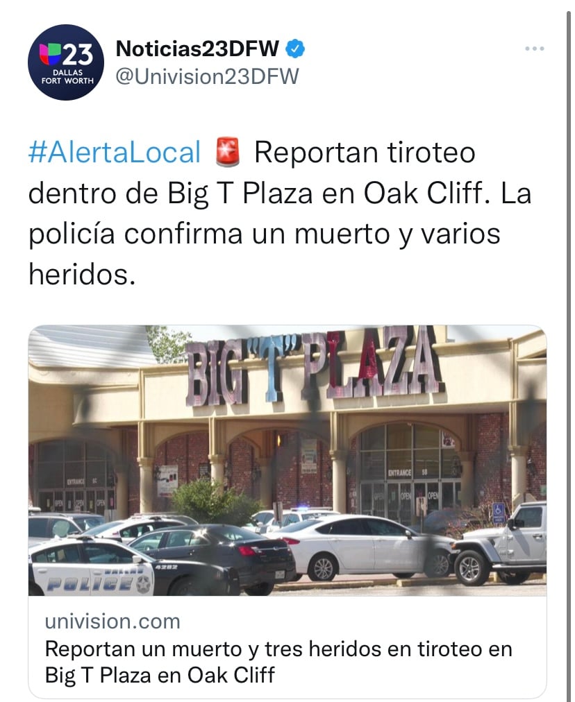 ¿Hay amenaza tras los reportes de tiroteo en la 'Big T Plaza'