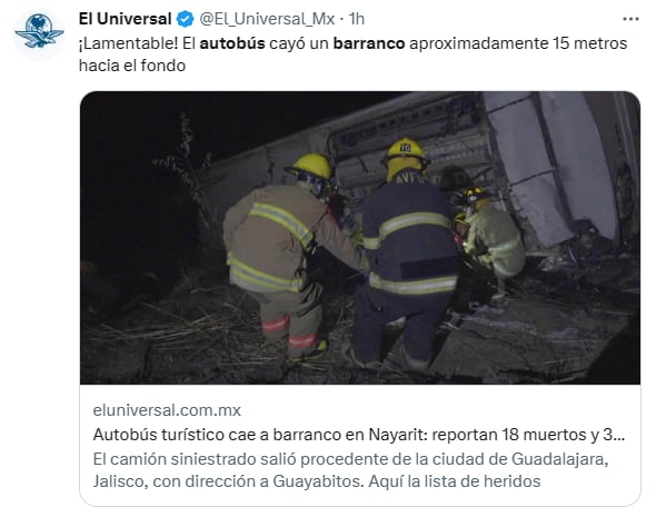 Autobús cae barranco Nayarit