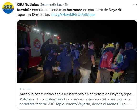 Autobús cae barranco Nayarit