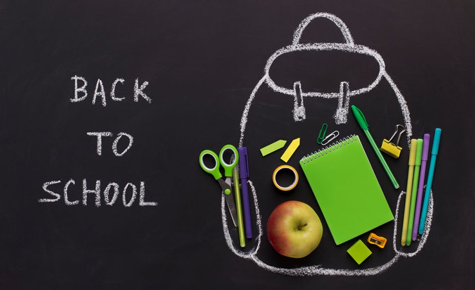Back-to-school supplies, Eco green and recycling