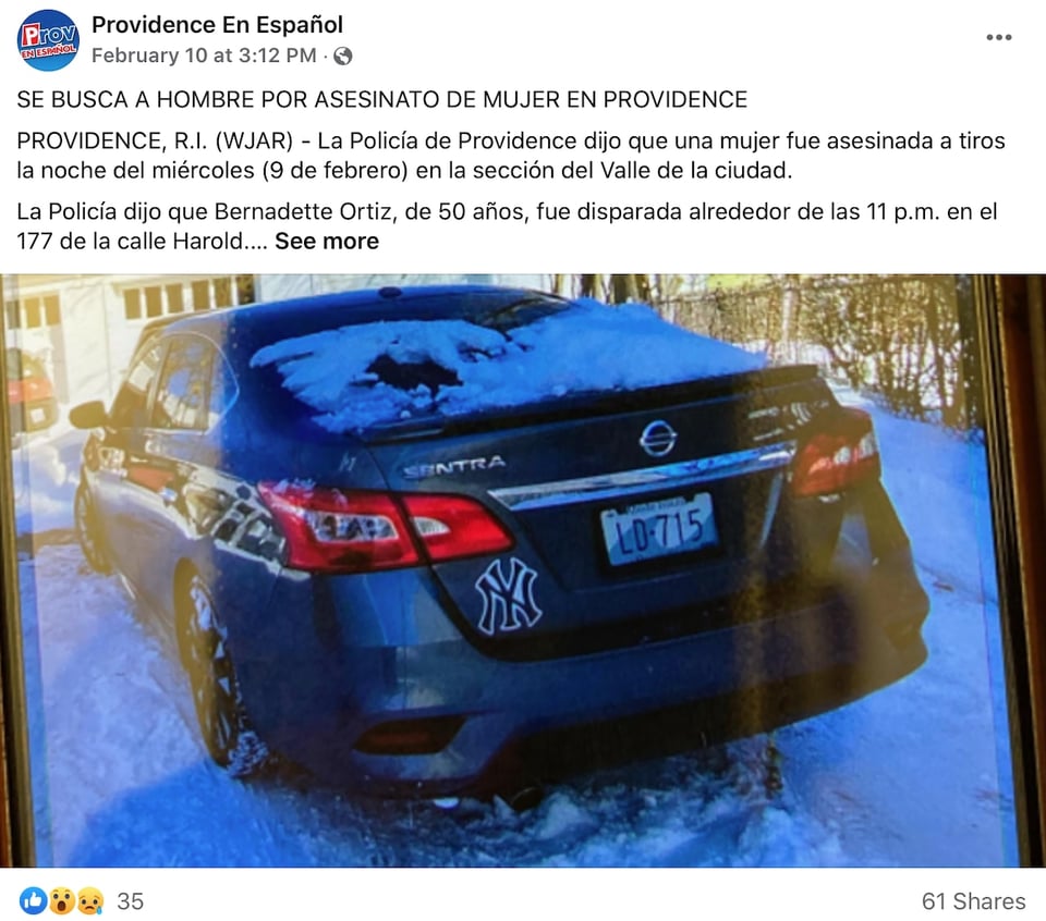 The murderer of the Hispanic woman escaped from Providence