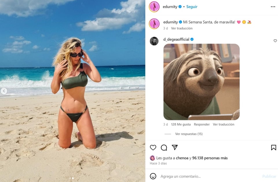 famous bikinazos Holy Week, Edurne, singer, Spain, MundoNOW