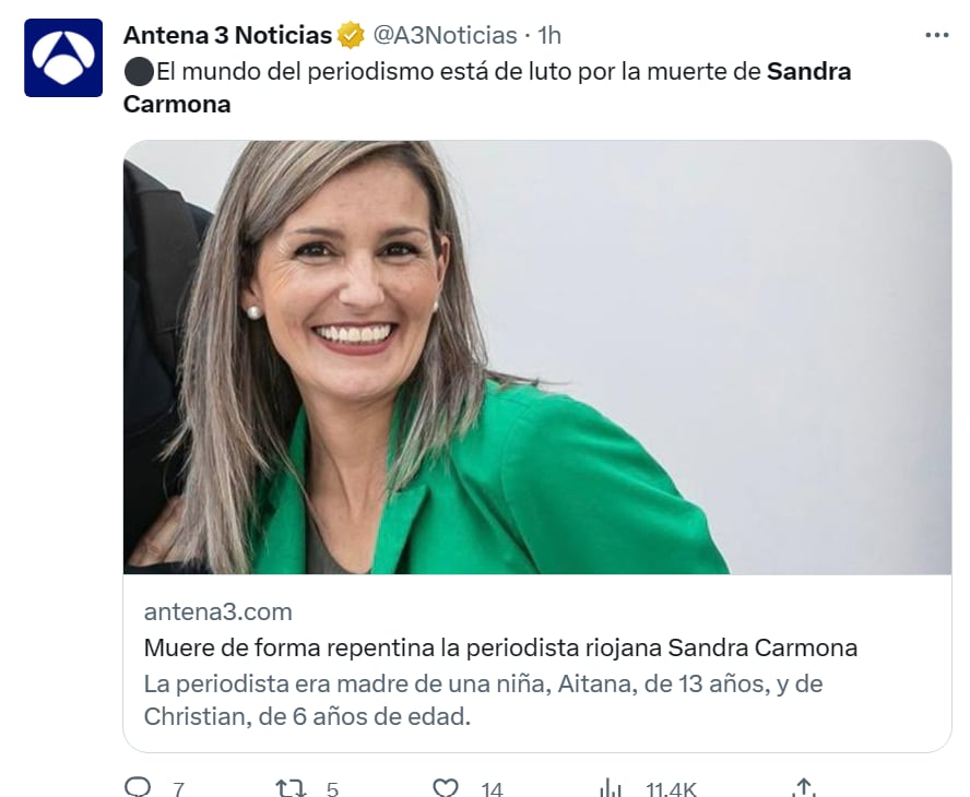 Journalist Sandra Carmona dies