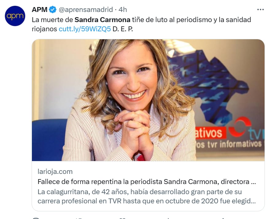 Journalist Sandra Carmona dies