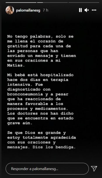 Edén Muñoz and his wife are grateful for the prayers received after informing about their son Matías