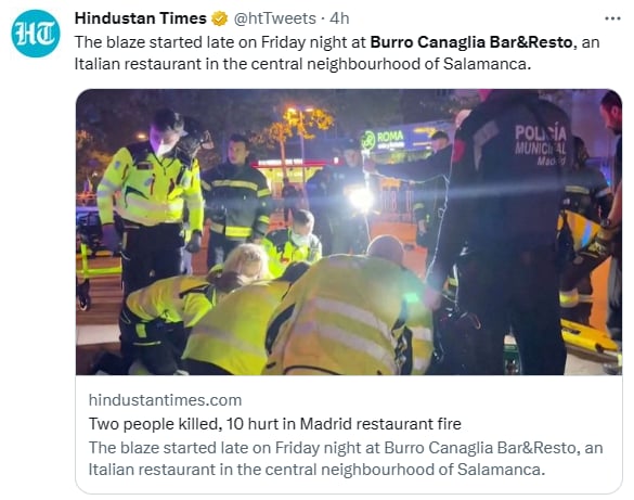 Incendio restaurante España