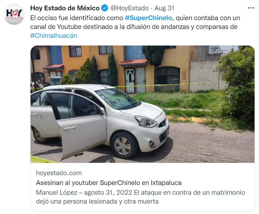 Asesinan youtuber Súper Chinelo