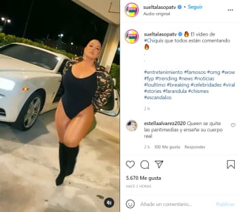 They call her ridiculous and assure that she only seeks approval; Chiquis boasts legs in transparent stockings and on top of a car